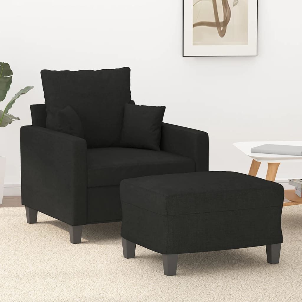 Maison Exclusive - Sessel mit Hocker Schwarz 60 cm Stoff