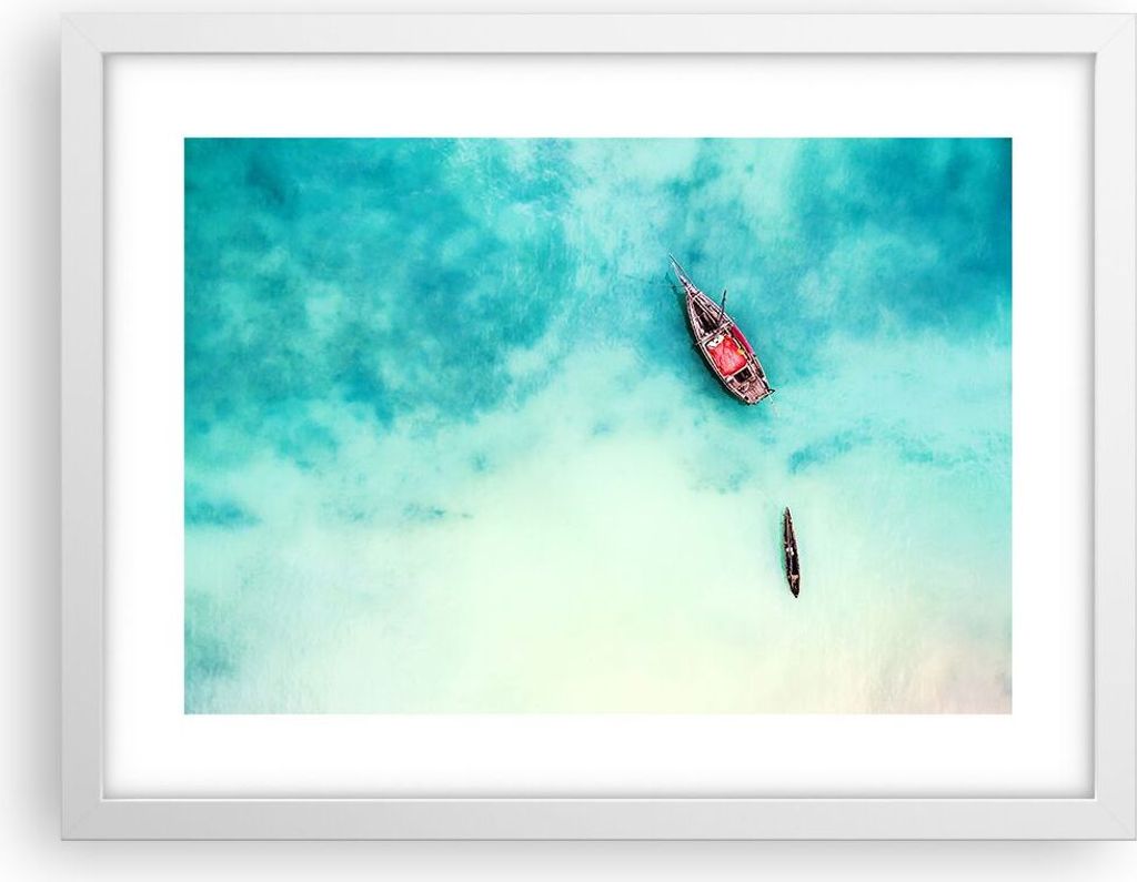 Gerahmtes Poster - Weißer Rahmen - Insel Boot Schiff Ozean Produktbild 