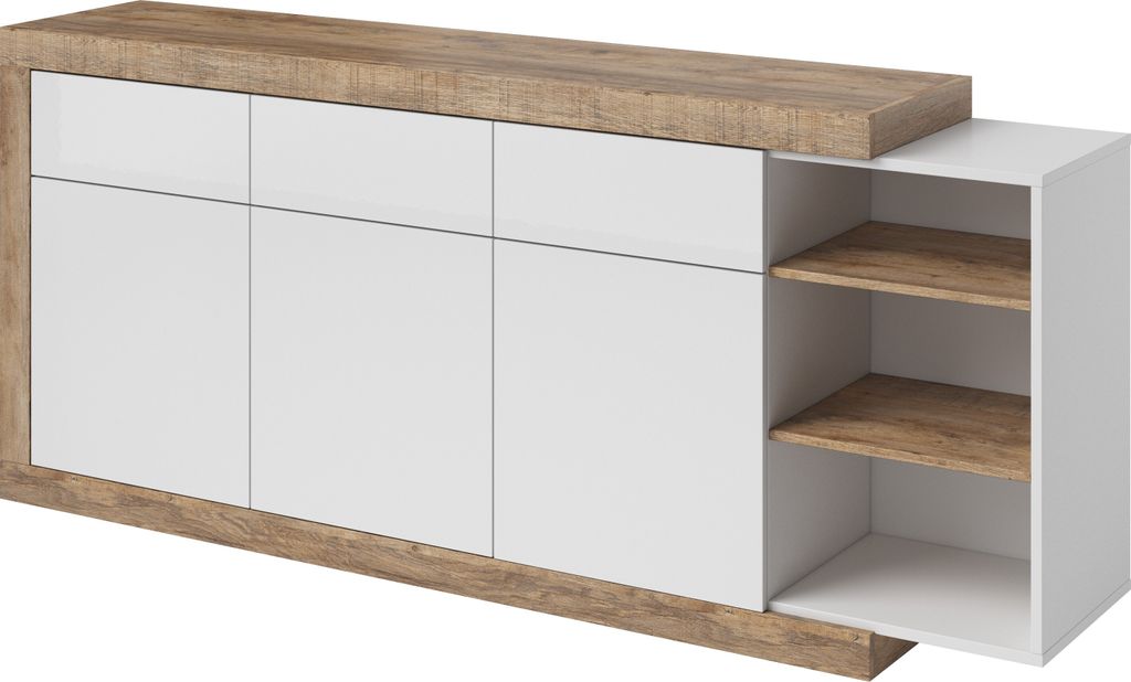 Furniture24 Kommode Sintra 25 Sideboard 200 cm 3 Türen 3 Schubladen