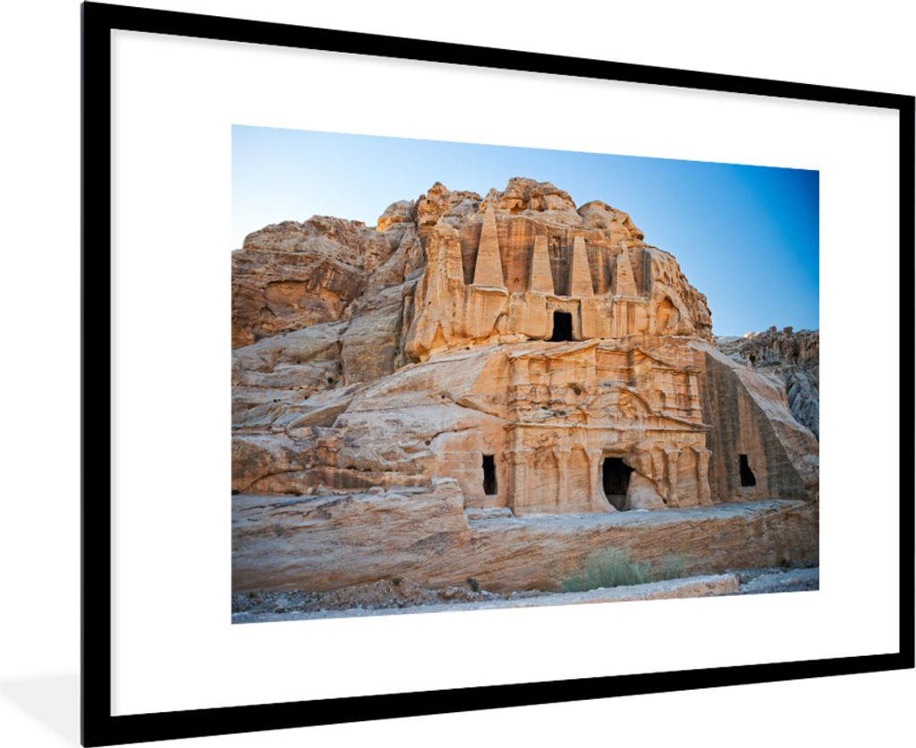 MuchoWow Gerahmtes Poster Gräber des antiken Petra Jordanien 90x60 cm - Poster mit Schwarzem Bilderrahmen Wandposter Rahmen Foto Bilder - Wandde...