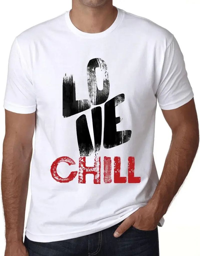 Herren Grafik T-Shirt Love Chill Öko-Verantwortlich Vintage Jahrgang Kurzarm Lustige Druck Geburtstag Geschenk Mann