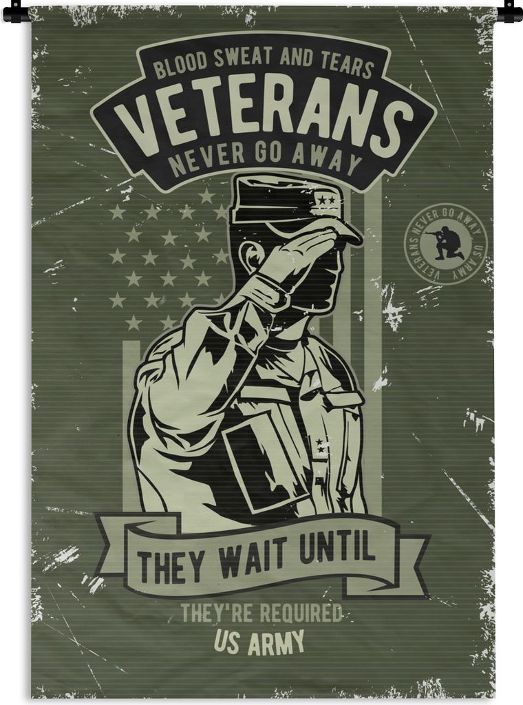 MuchoWow Wandteppich Wandbehang Vintage - Armee - Fahne 120x180 cm Tapisserie Dekoration Wandtuch - Schlafzimmer - Dekorationen für das Haus