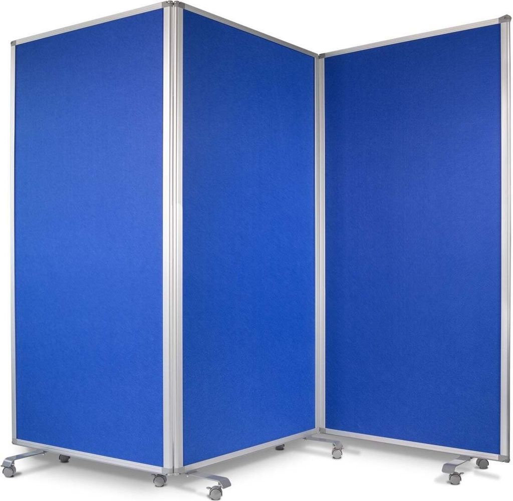 Filz-Stellwand Trennwand 3-teilig Blau 270 x 90 x 180 cm Produktbild 