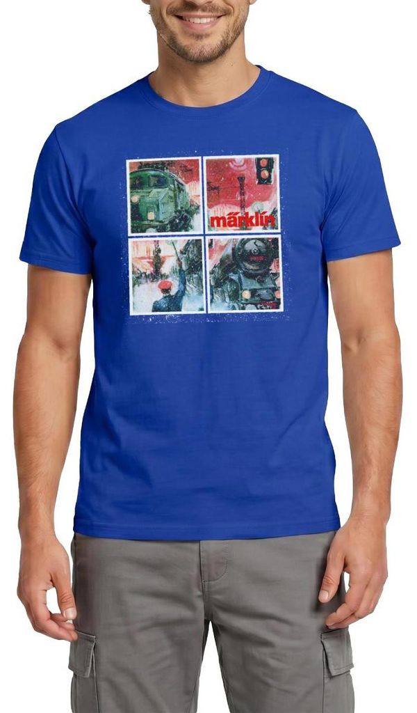 Spreadshirt Märklin Eisenbahnen Kacheln Modelleisenbahn Männer T-Shirt, XXL, Dunkelblau