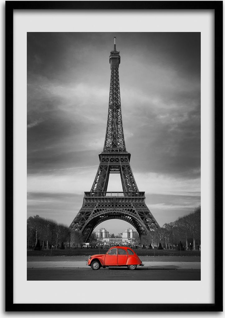 Bild - Bilderrahmen - Foto - 70 cm x 100 cm - MDF - Rahmen - Wandkunst - Eiffelturm Paris