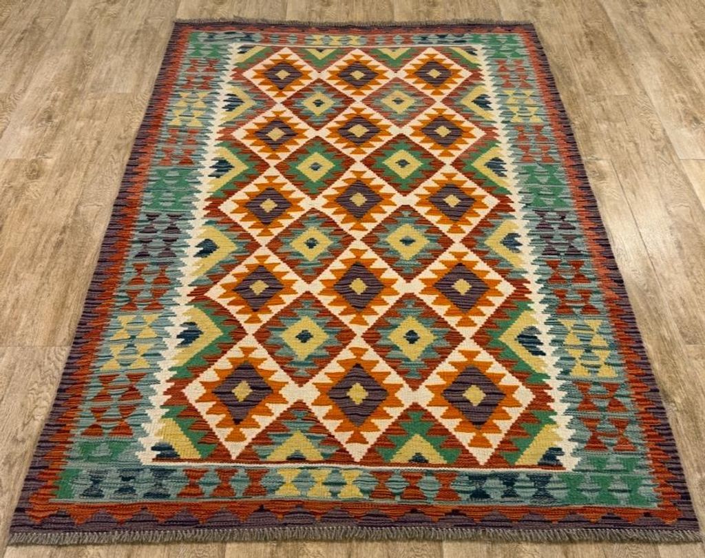 Teppich KELIM ORIGINAL | Farbe: Multi; Größe: 130x185 cm | strapazierfähig und leicht zu reinigen | Wohnzimmer | Schlafzimmer