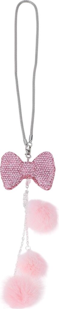 1 Stück Strassschleife, 3 Haarball Auto-Rückspiegelanhänger Auto-Hängeschmuck Pink