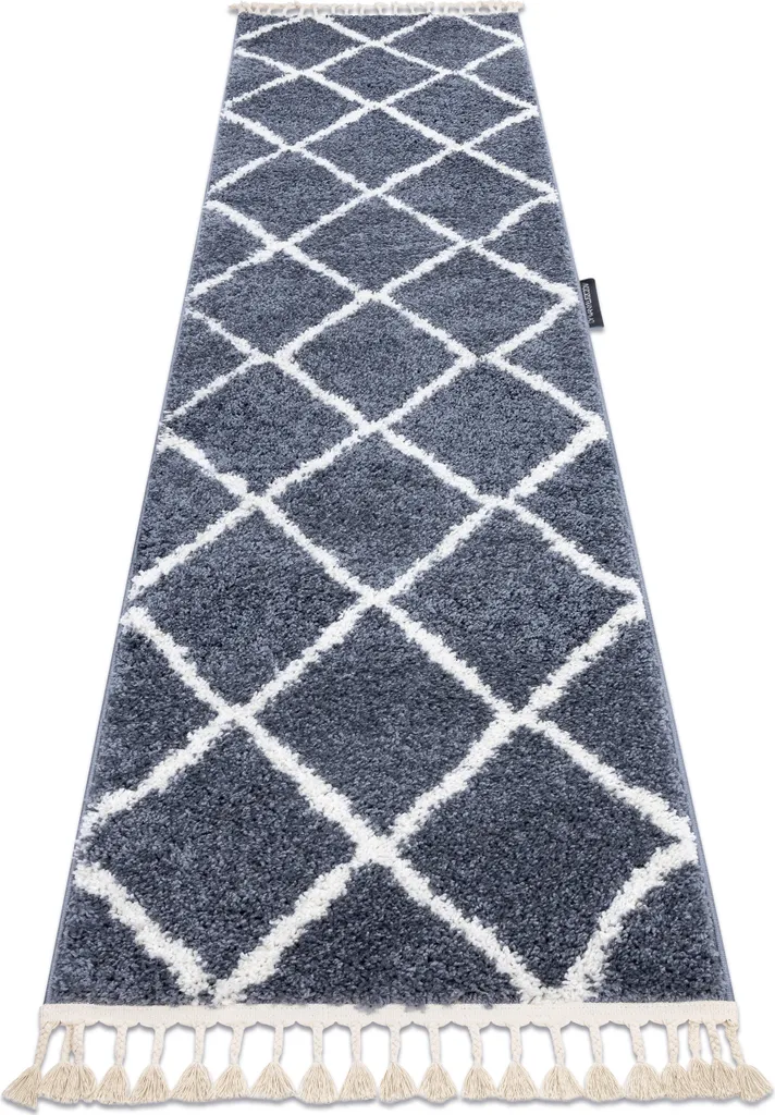 Tapis de couloir BERBERE CROSS gris 60x200 cm - Style Berbère Moderne