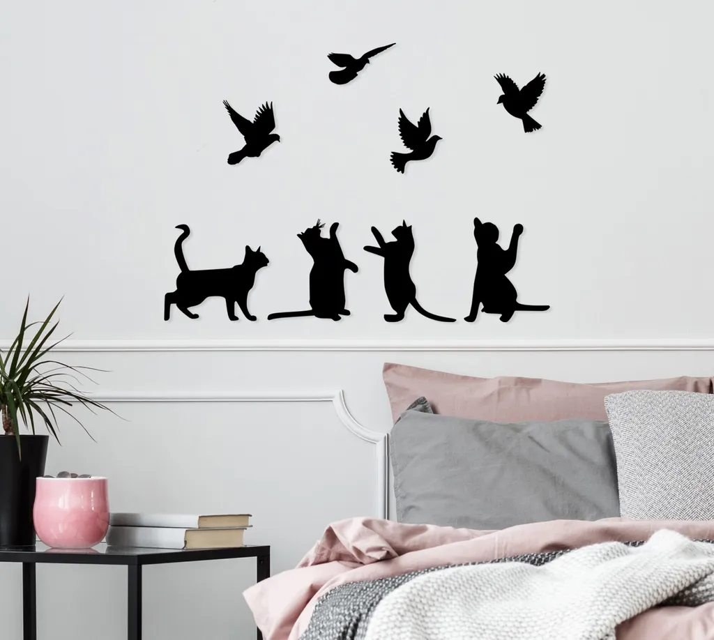 Tableau Métal Oiseaux Noir Wallity SKL2553 - Grand Format 110x79 cm