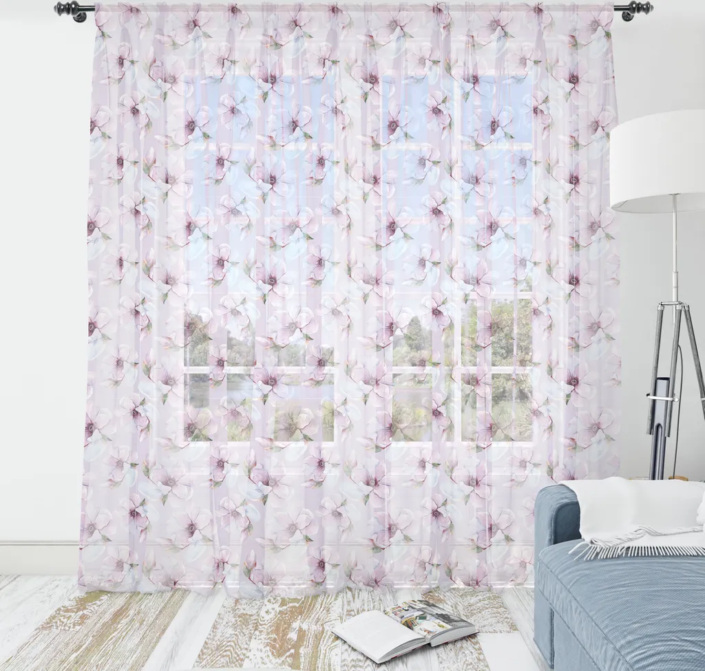 Decorazione Parete ABAKUHAUS Fiori Viola - Satin Setoso 160x274 cm