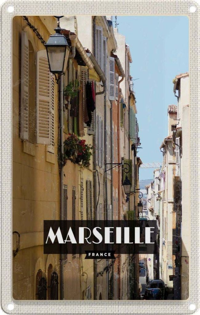 vianmo Blechschild 30x20 cm Marseille France Altstadt Bildmotiv Reisemotiv Abenteuer Reisen Urlaub