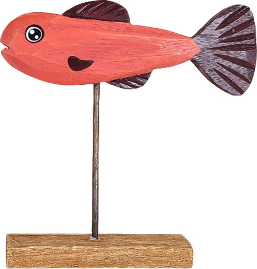 Fischstatue mit stabiler Basis, umweltfreundliches Holz, sorgt für eine fröhliche Atmosphäre, Fischornament, Partyzubehör-Rot