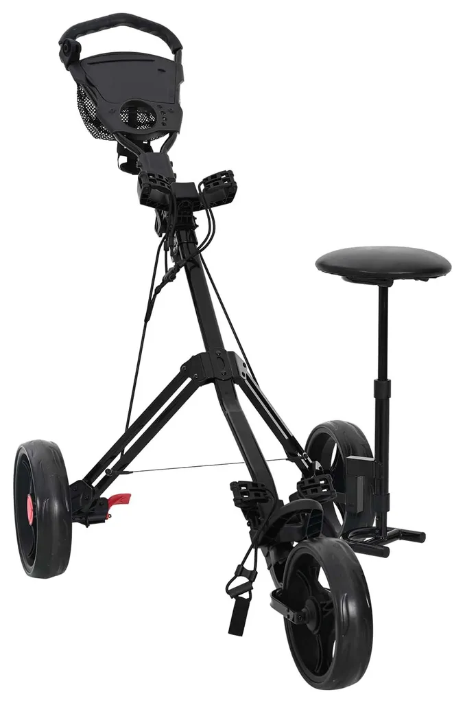 Chariot de golf manuel avec siège intégré en fer noir haute qualité