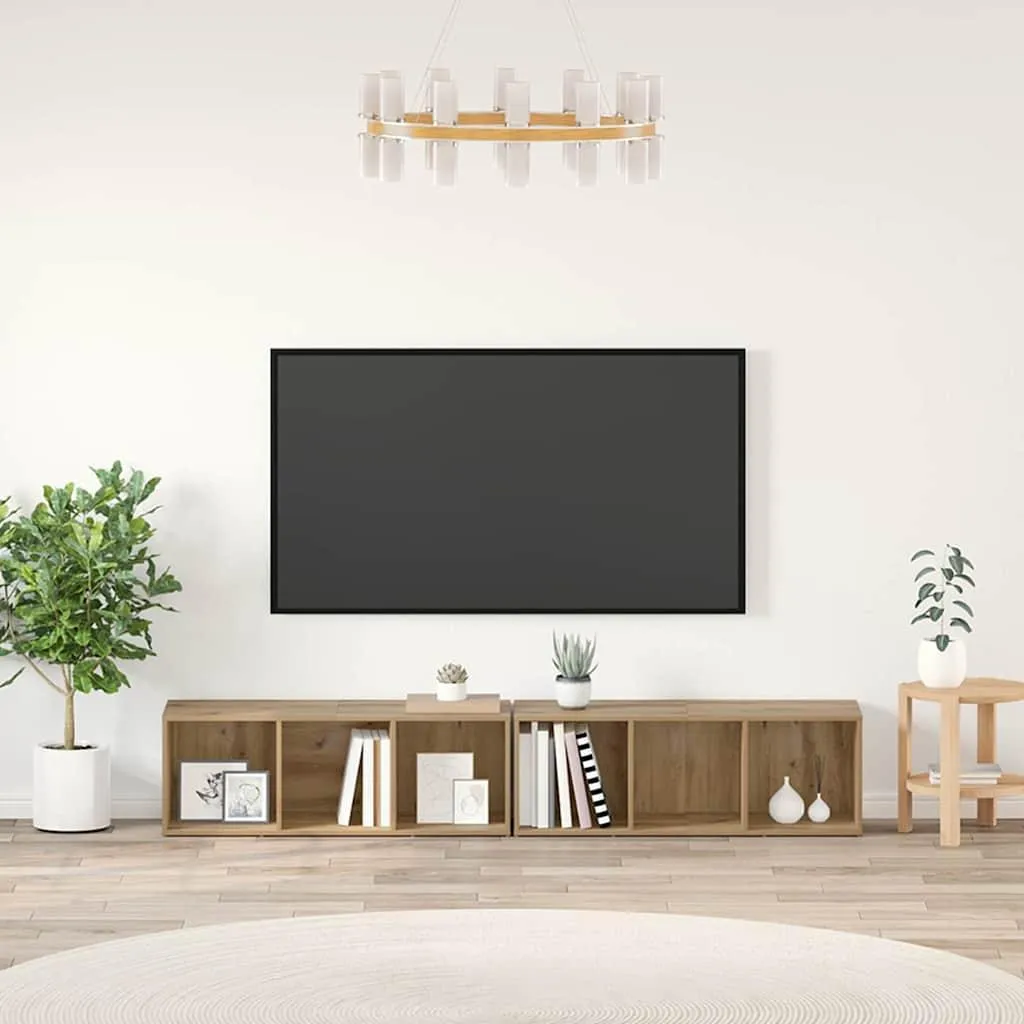 Set 2 Pezzi Mobile TV Maison Exclusive Rovere Artigianale 37x35x107