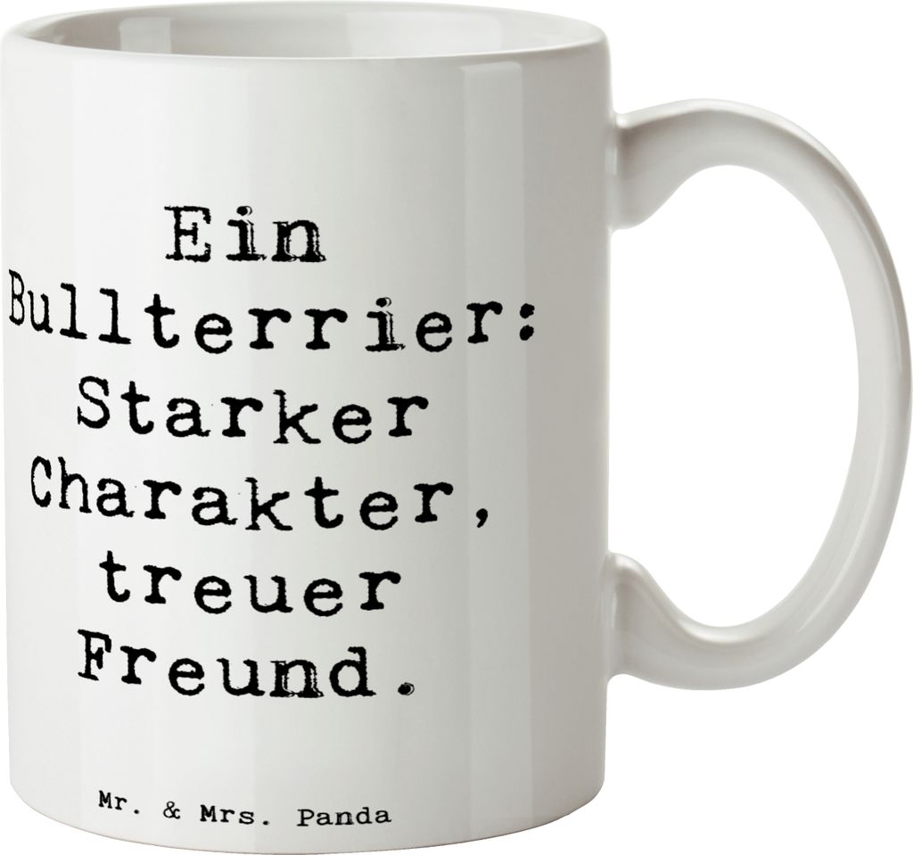 Mr. & Mrs. Panda Kaffeetasse Spruch Bullterrier Freund - Weiß - Geschenk, besonderer Begleiter, Henkelpott, Hunderasse, keramik, verspielte Hunde,...