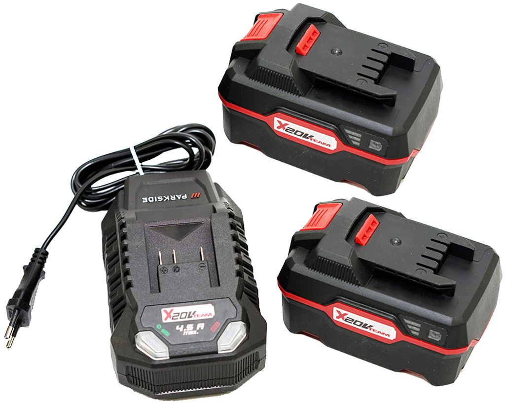 PARKSIDE 2x 20V 4Ah Akku + 1x 4,5A Ladegerät 20V PAP 20 B3 + HEADNMORE Schlüsselanhänger im HEADNMORE Bundle