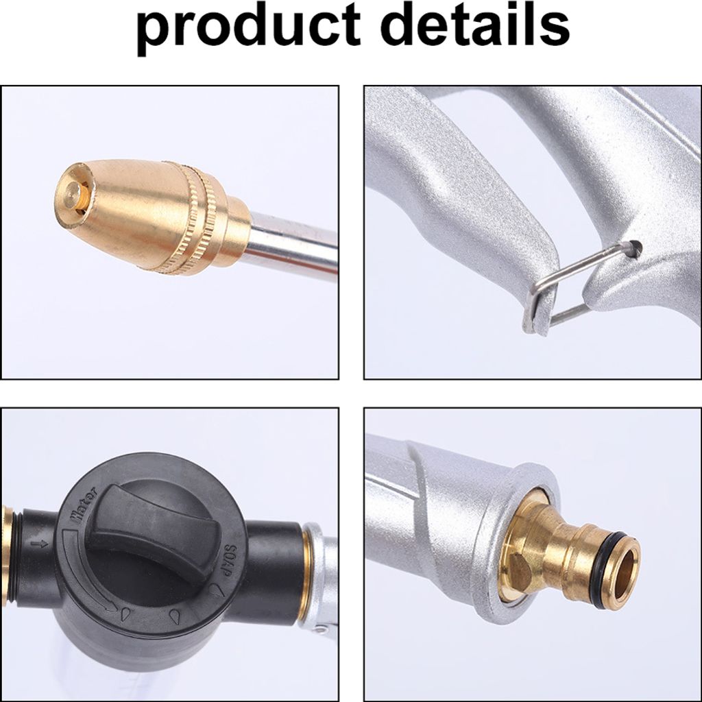 Car Washing Tool High Pressure Sprinkler Full Metal Hose Foam Sprayer Garden Watering Tool with 360 Rotating Water Adjustment for Car Washing Plant...
