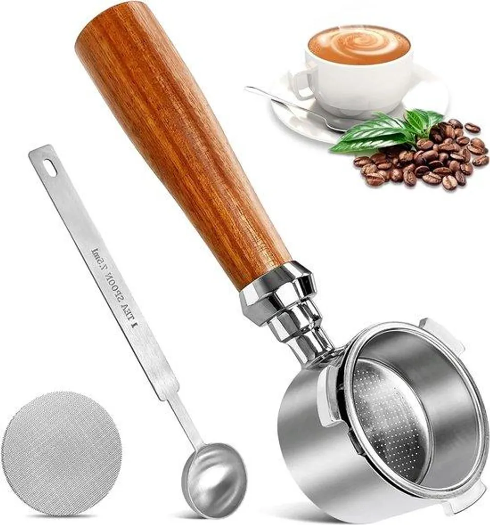 Porte-filtre 51mm en inox avec manche bois naturel finition élégante