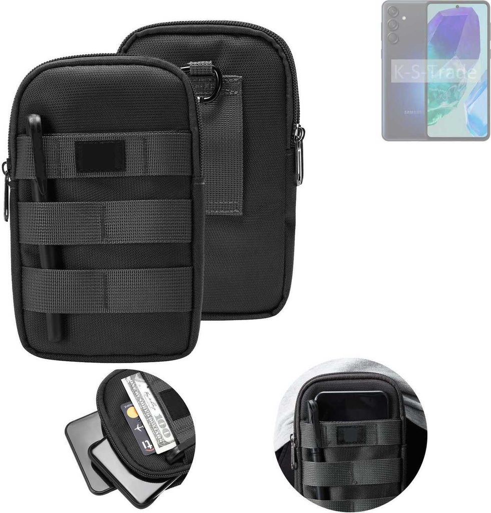 K-S-Trade Holster Gürtel Tasche kompatibel mit Samsung Galaxy M55 5G Handy Tasche Schutz Hülle dunkel-grau viele Fächer, 1x