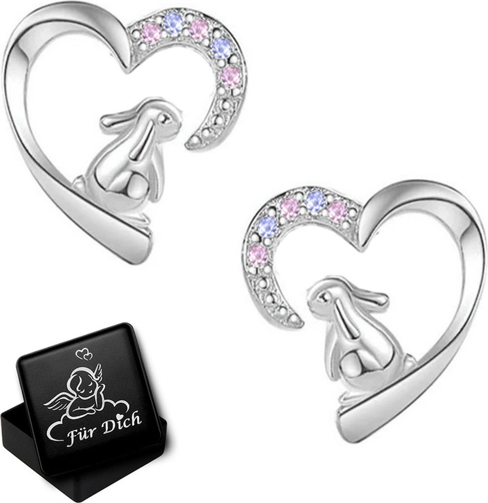 Ohrstecker für Damen Mädchen Kinder echt Silber 925 Hase Produktbild 