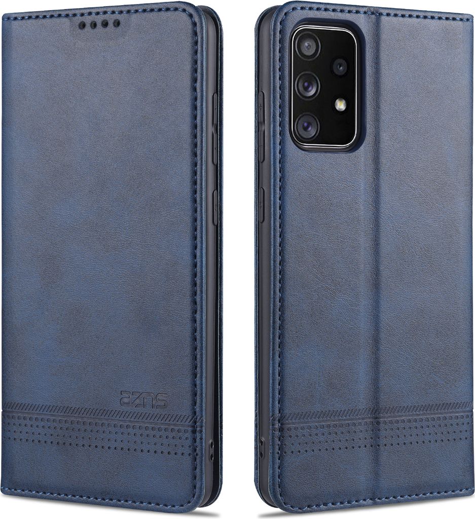 LaimTop LederHülle für Samsung A72, Klapphüllen Brieftasche Magnetverschluss Ständer Schutzhülle für Samsung Galaxy A72 5G/4G Blau