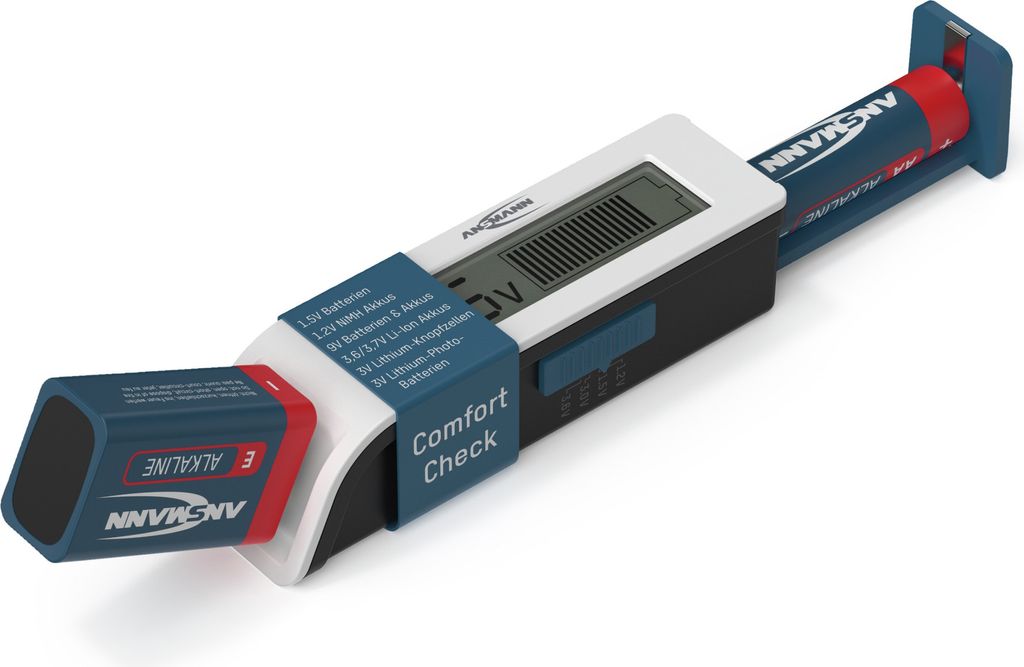 ANSMANN Universeller Batterietester für handelsübliche Akkus, Batterien