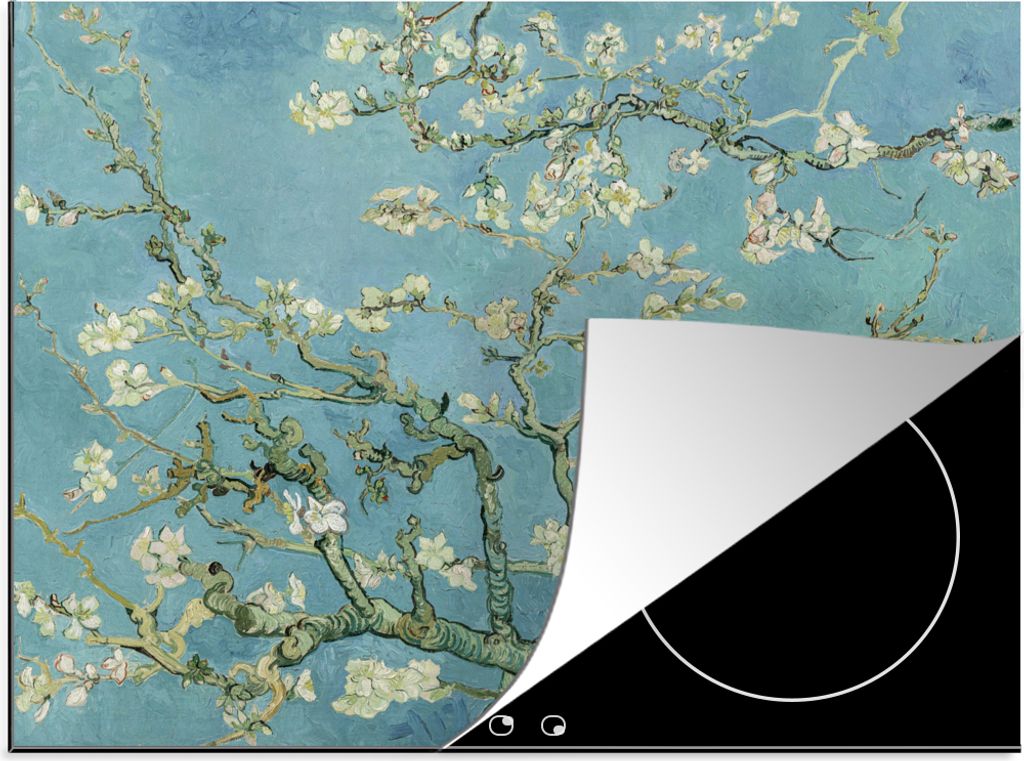 KitchenYeah Herdabdeckplatte Van Gogh - Mandelblüte - Alte Meister - Kunst - Vintage , 60x52cm, Küche Deko, Glaskeramikfeld Herdabdeckung, Abde...