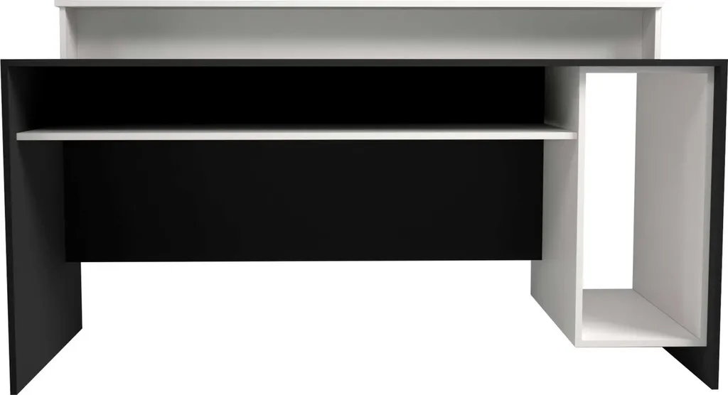 Table de bureau gamer 140 cm Beri blanc et noir pour setup informatique