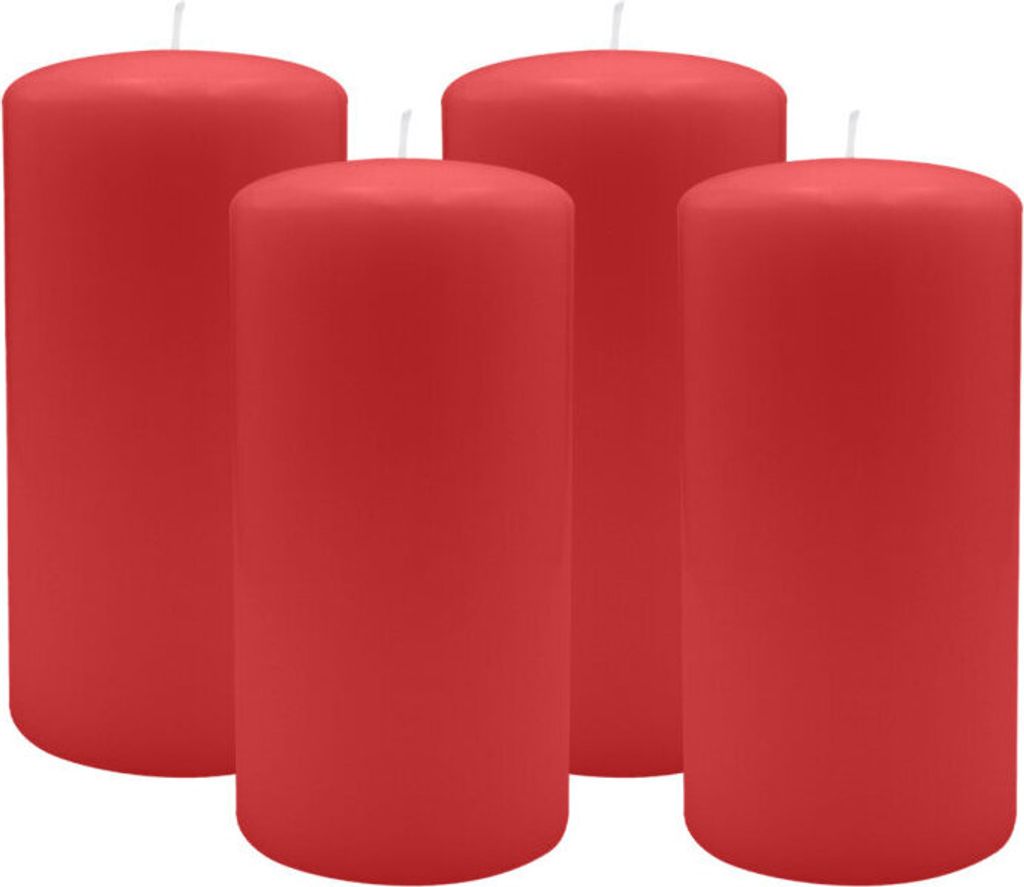 4er Set Adventskranzkerzen Rot Ø 80 x 150 mm