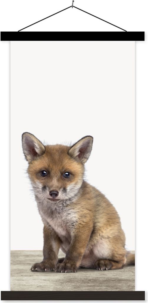 MuchoWow Textilposter Fuchs - Baby-Fuchs - Kinder - Mädchen - Jungen 60x120 cm mit schwarzem Rahmen - Magnete