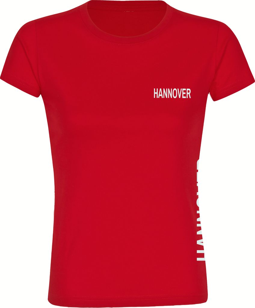 multifanshop Damen T-Shirt - Hannover - Brust & Seite, rot, Größe XL