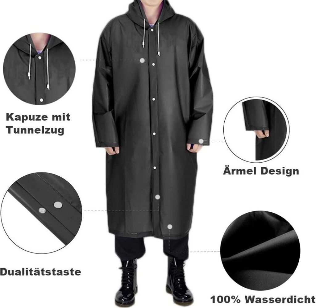 2 Stück Regenmantel Durchsichtiger Regenponcho für Damen Produktbild 3