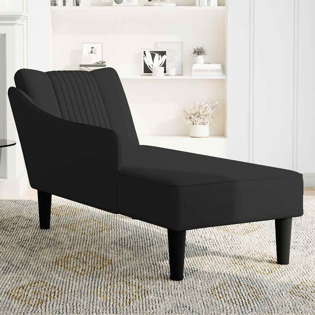" "Chaiselongue Modernes Design - Liegesofa für Wohnzimmer - mit Rechter Armlehne Schwarz Samt - 140x56x66 cm NeuMöbel 4348396