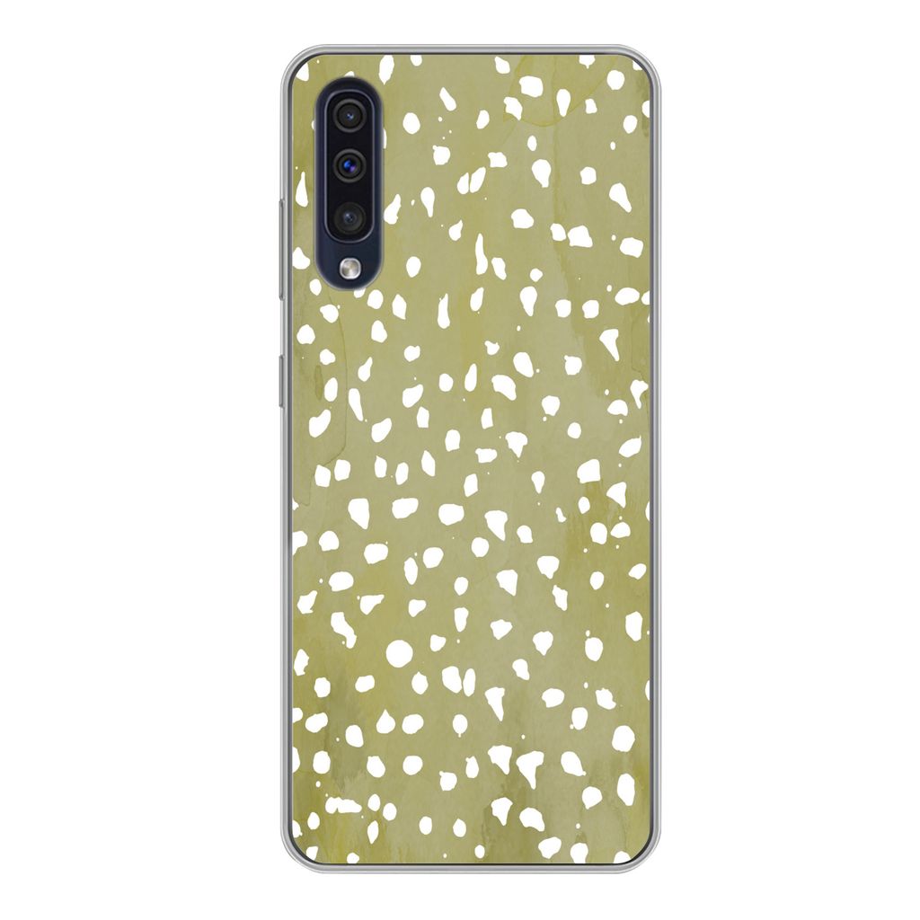 MuchoWow Handyhülle Schutzhülle Hülle für Samsung Galaxy A50 Polka dots - Weiß - Grün Silikon Softcase Handy Hülle - Mobiltelefonhülle