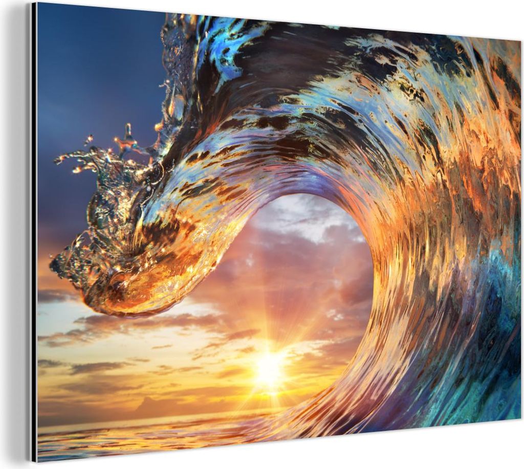 MuchoWow Wanddekoration Metall Metallbild Wandkunst 60x40 cm Meer - Sonne - Farben MuchoWow Aluminium Gemälde - Gemälder