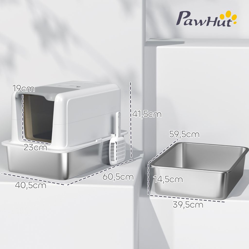 PawHut Katzenklo, Katzentoilette mit Deckel, Wanne aus Produktbild 3