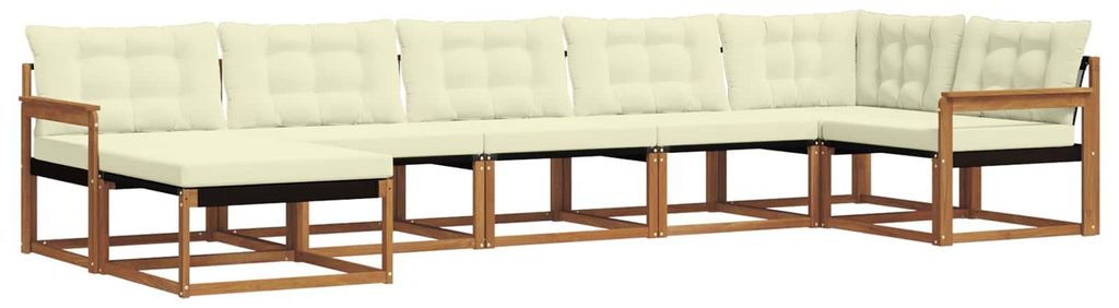vidaXL Outdoor-Sofagarnitur mit Kissen 7 pcs Natur und Creme