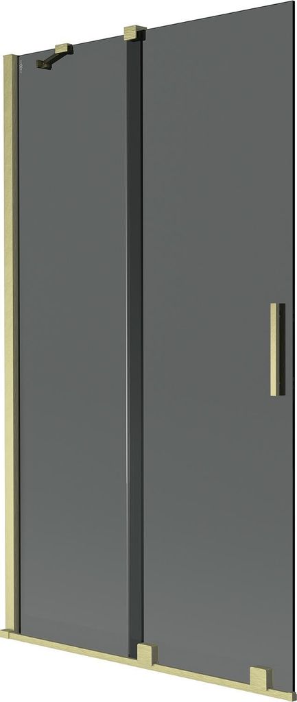 Mexen Velar Duschabtrennung 2-flügelig verschiebbar 100 x 150 cm, grafit, gebürstetes Gold - 896-100-000-41-55