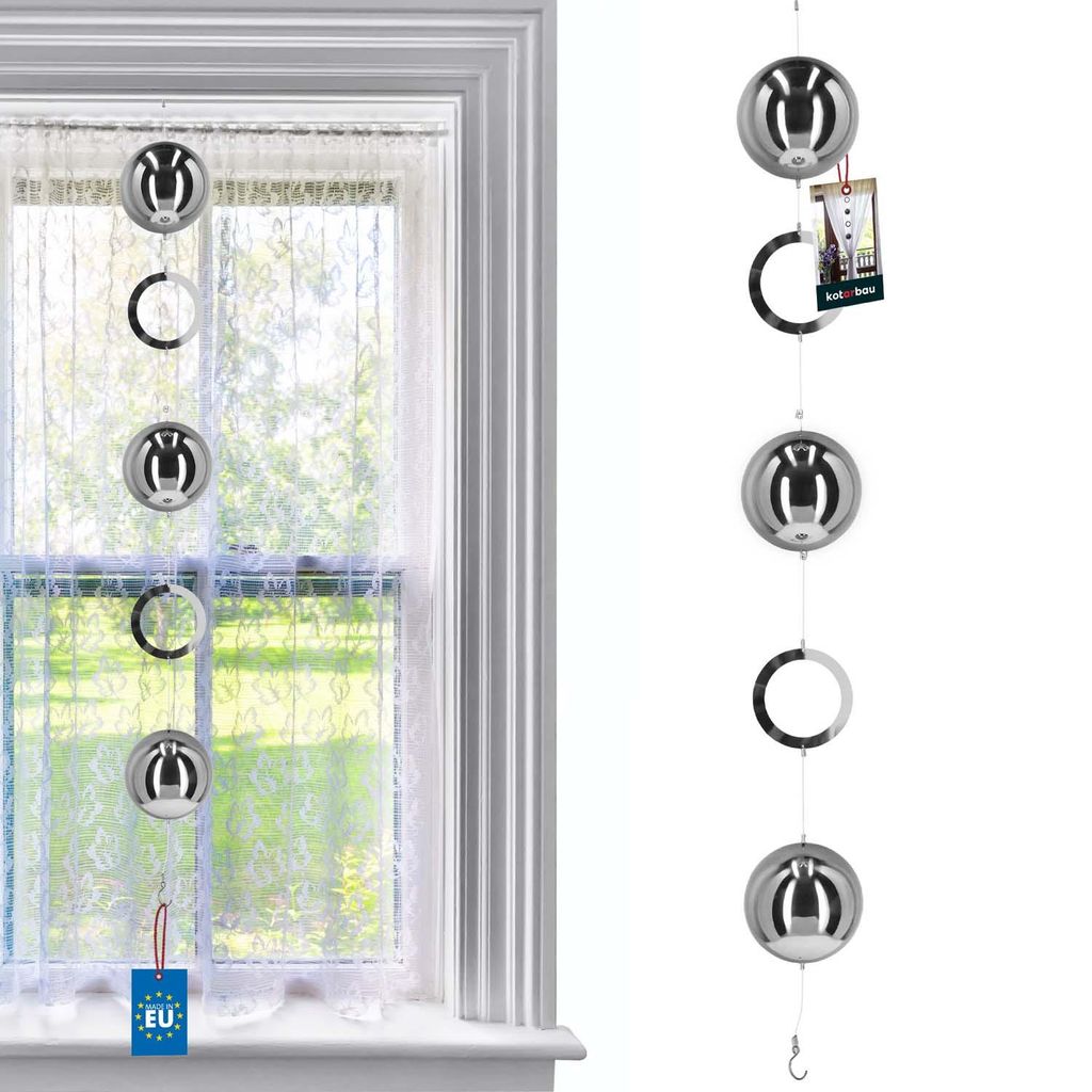 KOTARBAU Dekorative Girlande Spiegeleffekt Silberne Stahlkugeln Ø 10 cm Ringe Ø 8 cm Hochglanz Silberspiegel Discokugel Silber Party Deko Spieg...