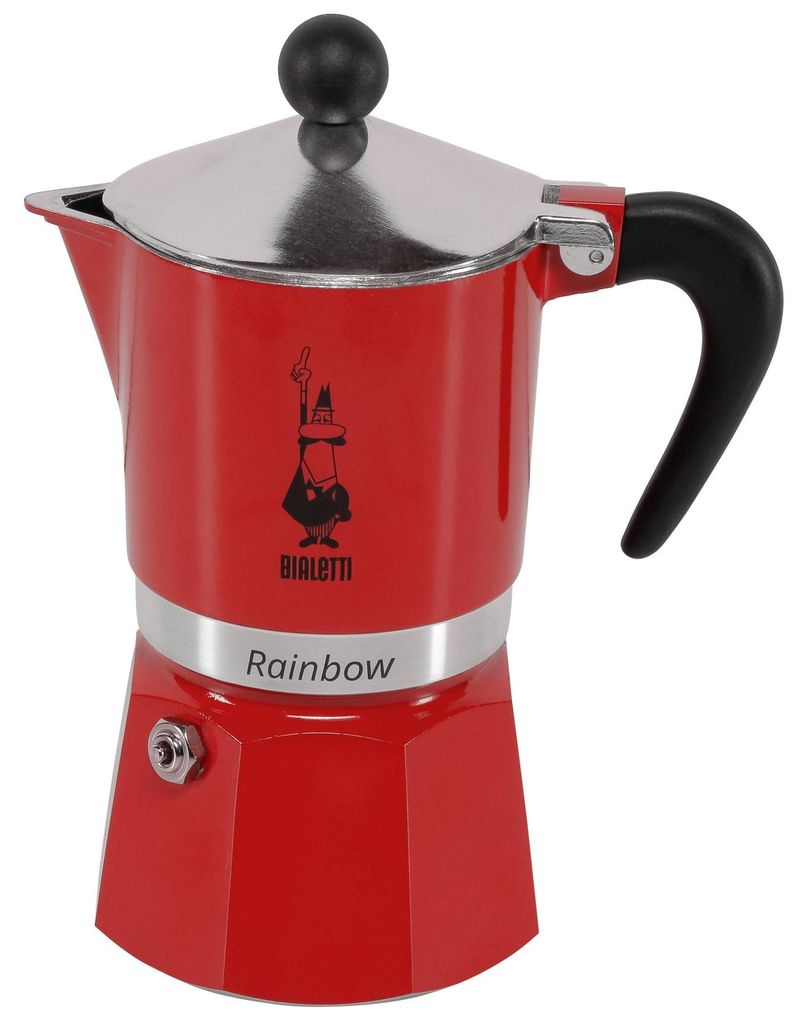 Bialetti Rainbow, Kawiarka moka, Czarny, Czerwony, Stal Zdjęcie produktu 