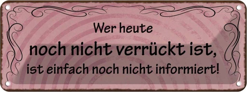 vianmo Blechschild 10x27 cm Wer heute noch nicht verrückt Dekoration Spruch Zitat