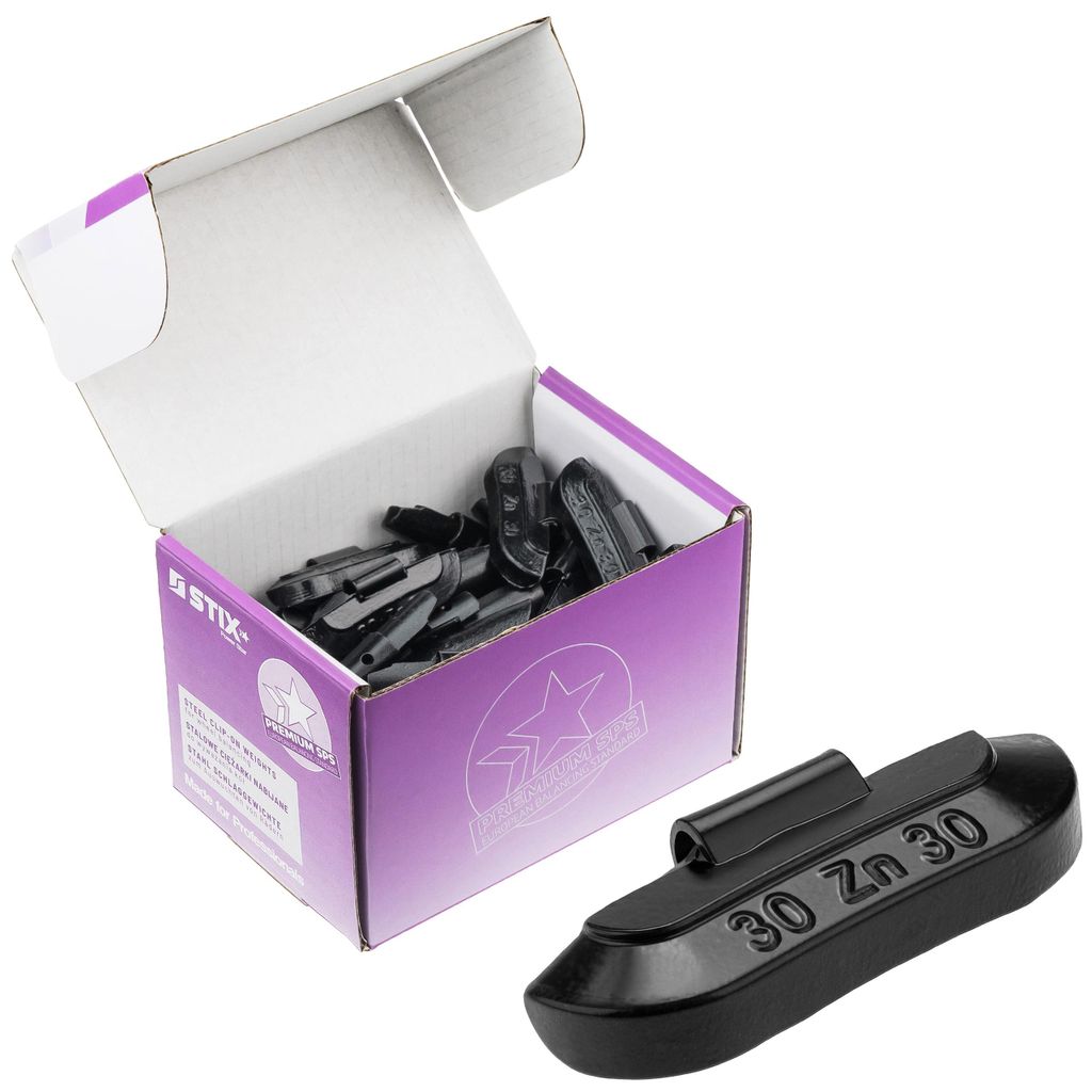 50x Schlaggewichte 30g Schwarz für Stahlfelgen - Zink Auswuchtgewichte ZN/S STIX