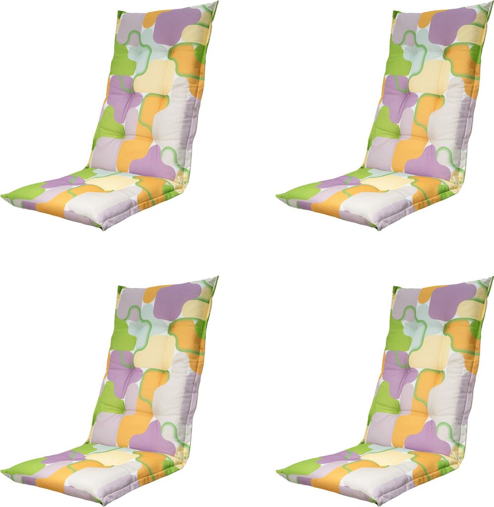 Madison - Gartenstuhlauflage High Back Grafi lila - ca. 123x50 cm - 4er-Set