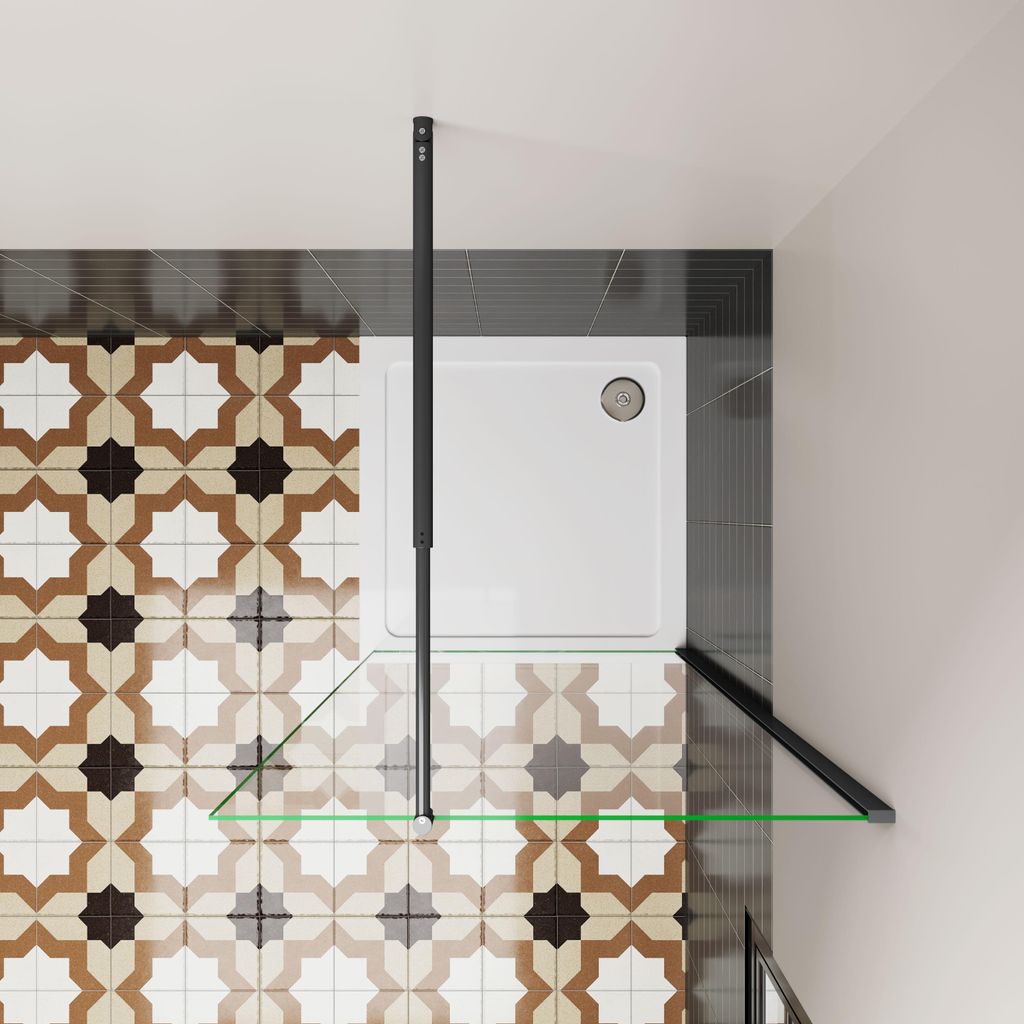 90x185 cm Sicherheitsglas walkin Duschtür Dsuche Duschabtrennung 700-1200mm Stützstange