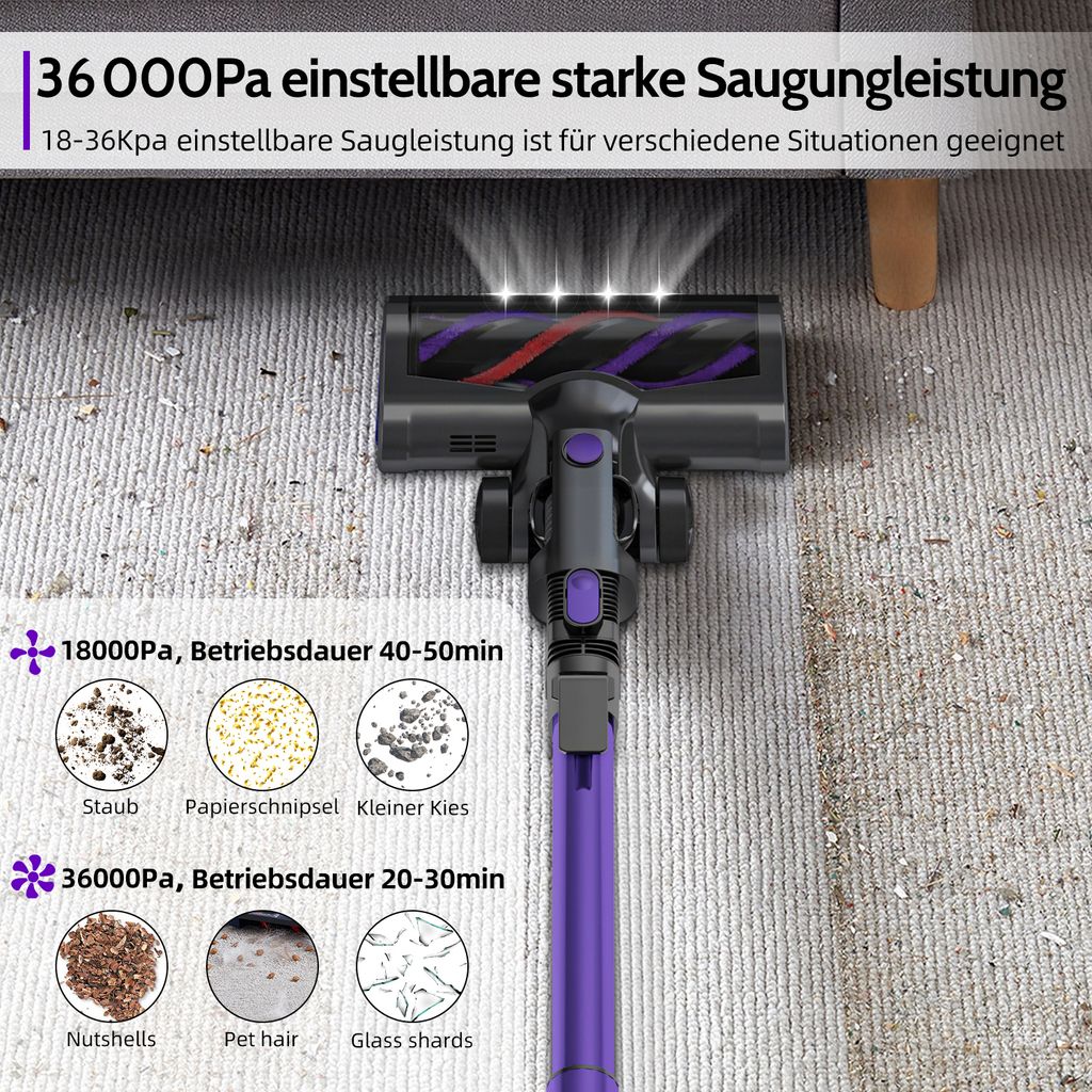 Aiibot Akku Staubsauger,36000Pa Staubsauger Kabellos,500W Produktbild 4