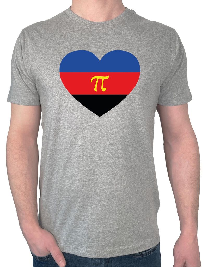 Huuraa Herren T-Shirt Pi-Polyamorie Pride Flagge LGBTQ Herz L Sport Grey Bio Baumwolle Fairtrade Herrenshirt Geschenkidee