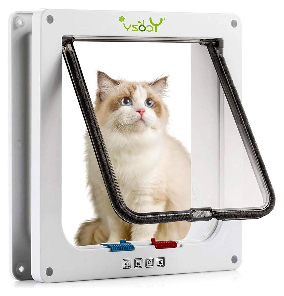 XL Katzentür Außengröße 27,8 x 25 cm 4 Wege Verriegelung für Innen- und Außentüren, wetterfeste Katzenklappe für Katzen und Hunde, einfach ...