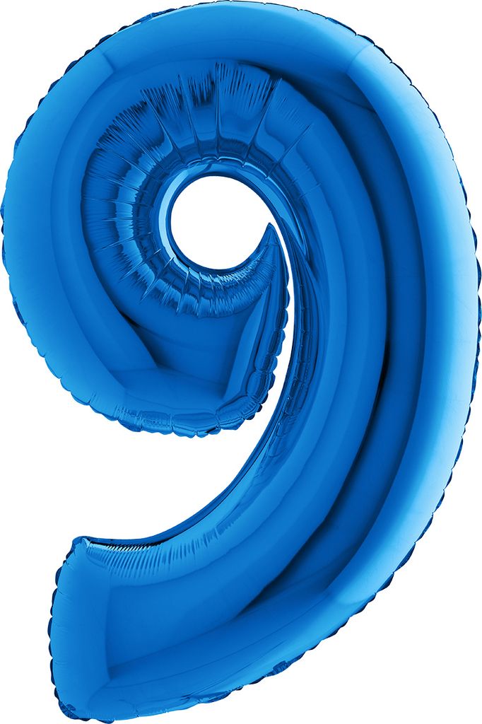 Riesenzahl Folienballon 40"/102cm | Blau Zahl: 9