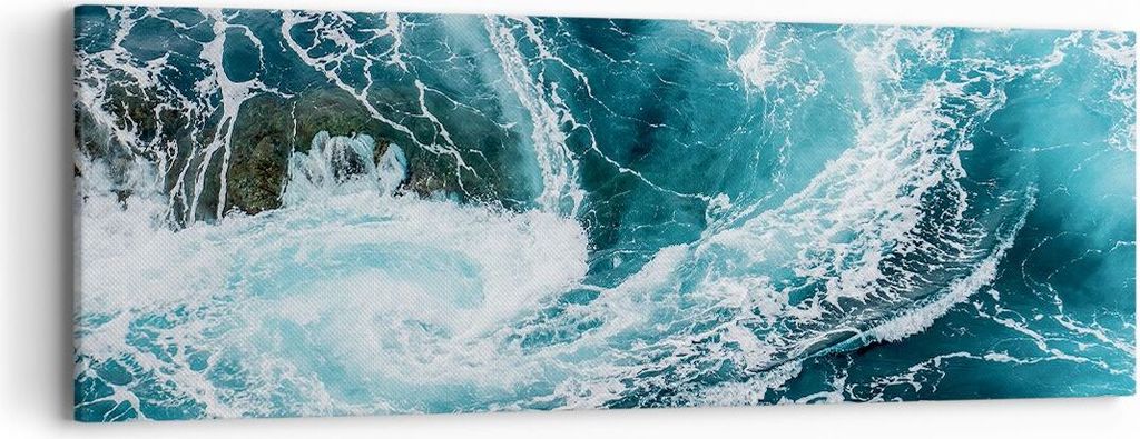 Bild auf Leinwand - Leinwandbild - Wasser Stein Welle - 90x30cm - Wand Bild - Wanddeko - Wandbilder - Leinwanddruck - Bilder - Kunstdruck - Wanddek...