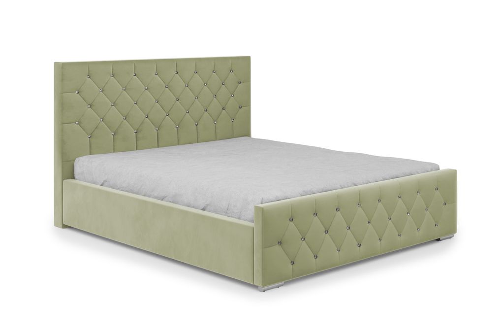 DomoHome Boxspringbett Schlafzimmerbett Ideal für Ihr Schlafzimmer | inkl. Bettkasten Größe: 178x225x114 cm, Modell: Mona I, Farbe: Seledyn